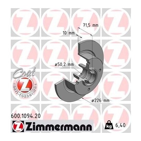 Zimmermann Brake Disc - Standard/Coated, 600109420 600109420